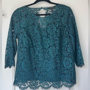 Banana republic emerald green lace top size S